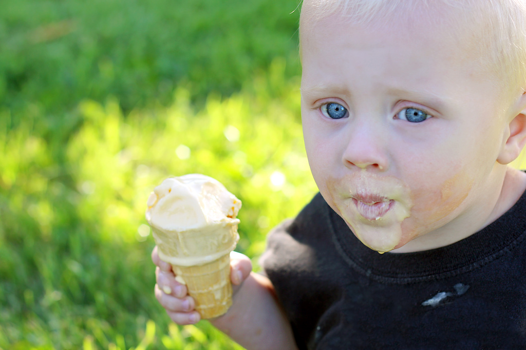 Cute Baby Eating Ice Cream Cone